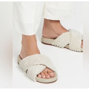 KAANAS‎ Sinatra Slides ivory 9 soft velour